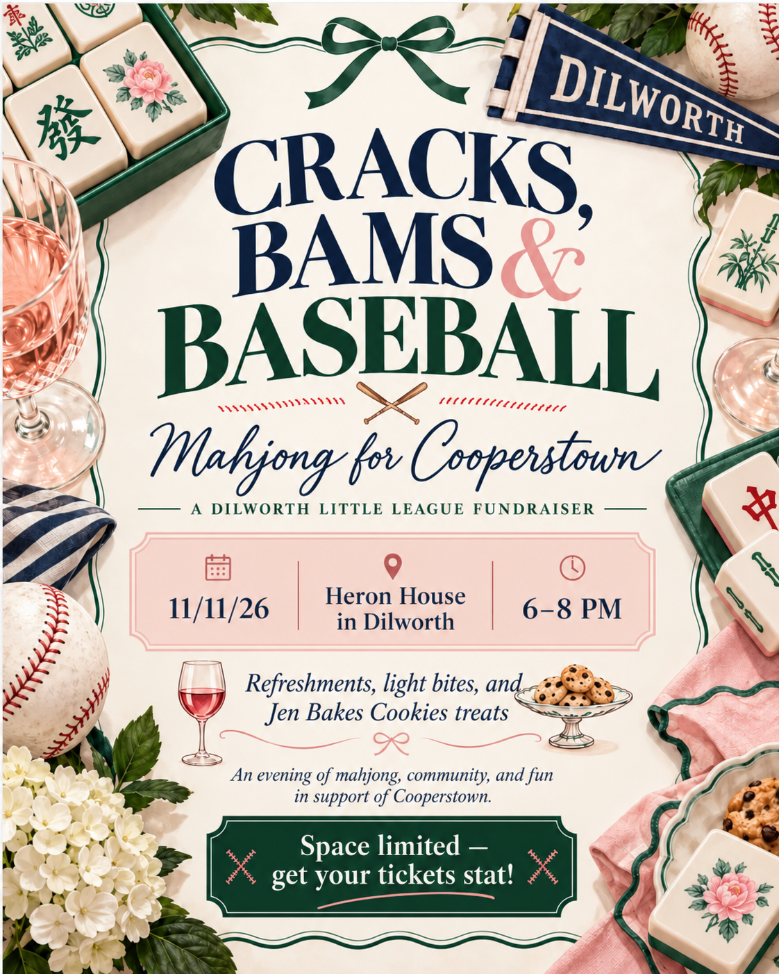 Cracks, Bams & Baseball — Mahjong Fundraiser Ticket